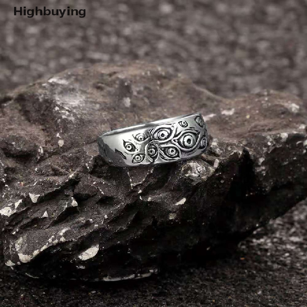 Hbid Cincin Gaya Vintage Punk Hip Hop Rock Motif Ukiran Mata Untuk Perhiasan Pria / Wanita Glory