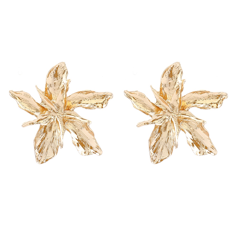 【COD Tangding】European American Exaggerated Large Flower Earrings Fashion Petal Leaf Earstuds Korea Jewelry Accessories