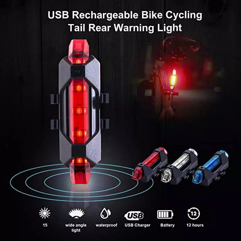 LAMPU BELAKANG SEPEDA LED LIGHT USB RECHARGEABLE