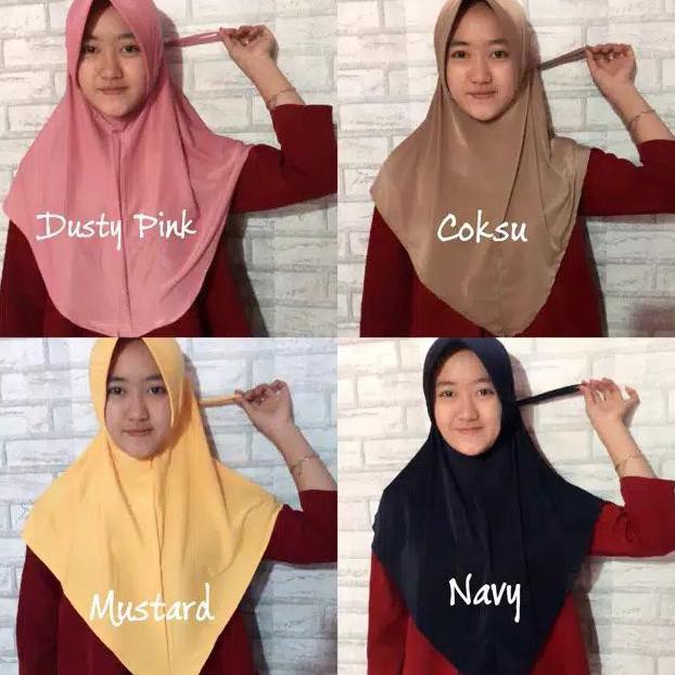 Jilbab Inatan Serut Jokowi Polos Adiba Hijab instant khimar termurah p - Hitam