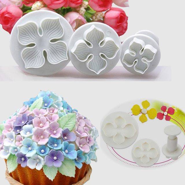 Cetakan fondant clay plunger cutter bunga hydrangea cookie cutter