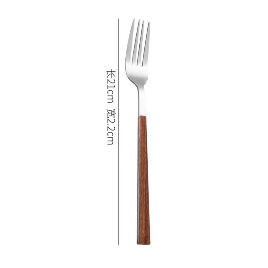 CUTLERY SET PAKET LENGKAP SENDOK GARPU PISAU STAINLESS STEEL GAGANG KAYU KOREA WOOD GRAIN HANDLE KAYU SET SPOON FORK KNIFE