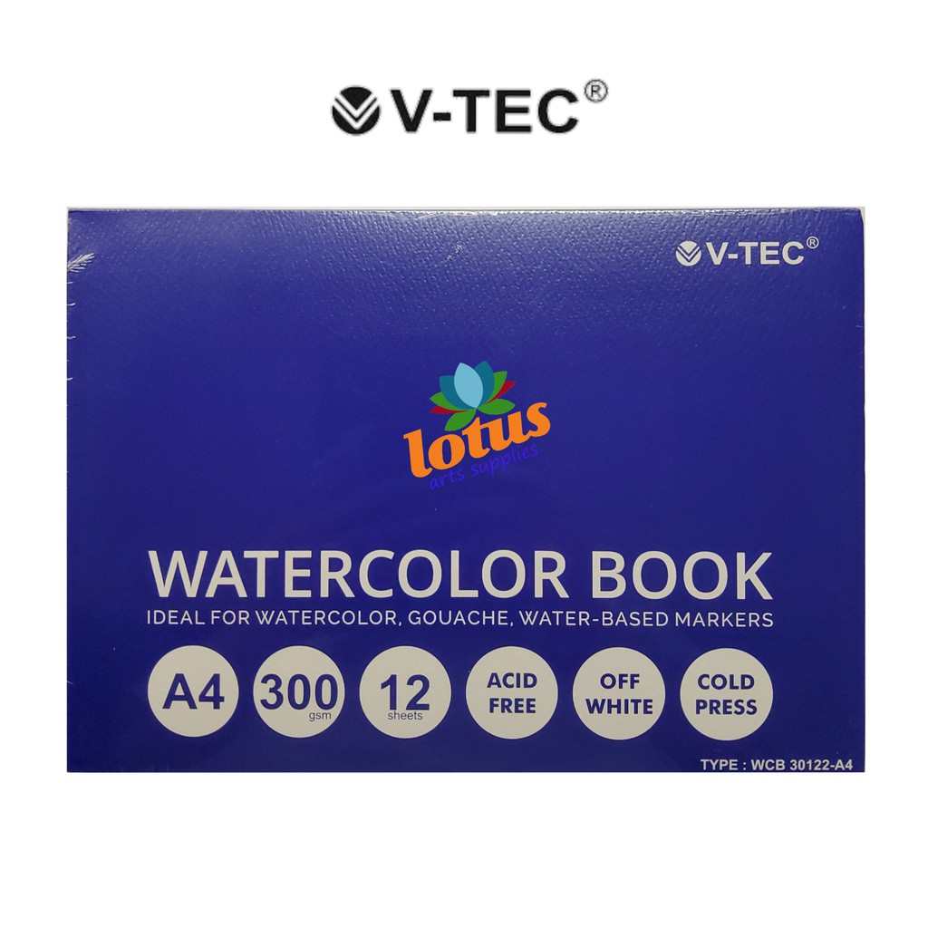 

V-TEC Watercolor Book A4 300gsm 12 lembar