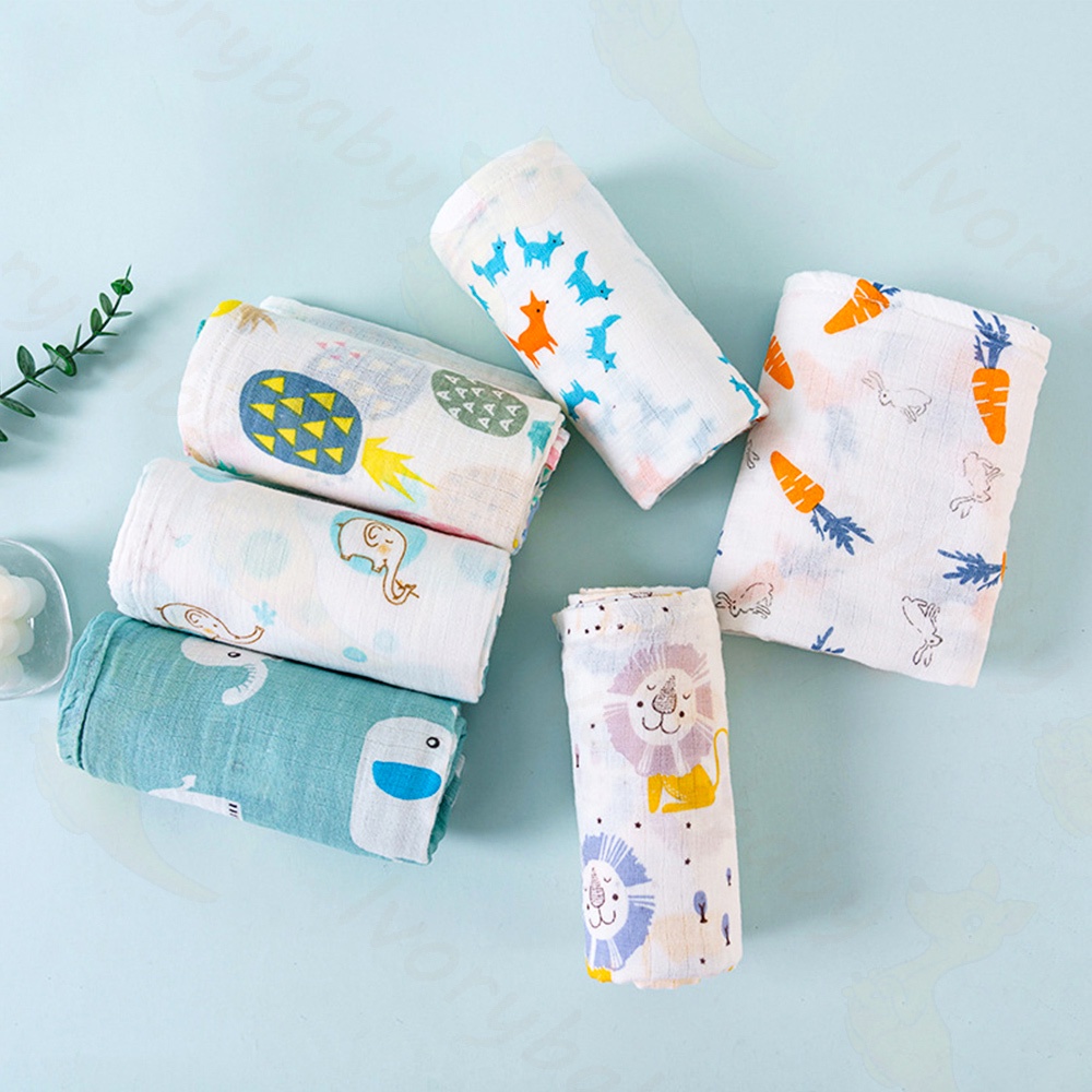 Ivorybaby Kain bedong bayi motif aneka / muslin swaddle bahan cotton lembut