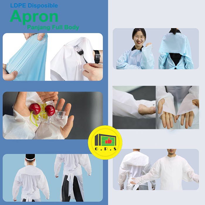 Apron Medis Lengan Panjang LDPE Export Quality