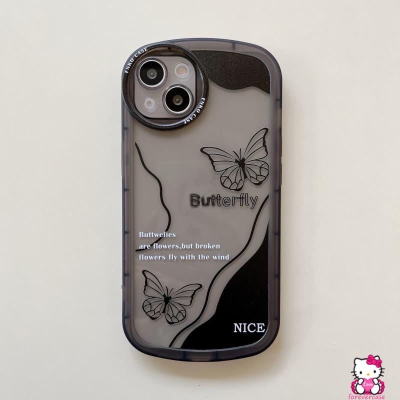 Soft Case TPU Motif Kupu-Kupu Hitam Retro Untuk IPhone 7 8 6 6s Plus XR 11 13 12 Pro Max X XS Max SE 2020 13Pro Max