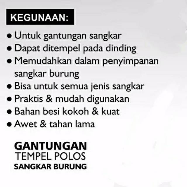 Gantungan tempel besi  sangkar burung Besi ulir Buat Perkutut Tekukur Puter pelung Kenari DLL