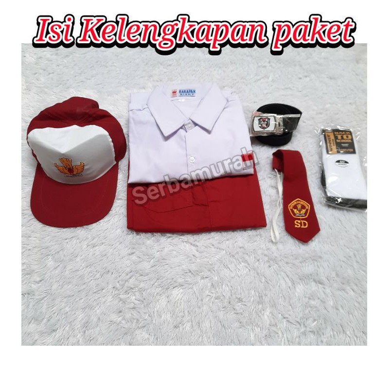 Setelan seragam sekolah sd celana pendek baju pendek set lengkap