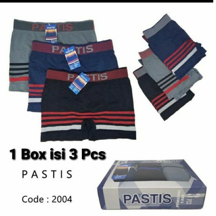 3 PCS CD BOXER PASTIS 2004 / CELANA DALAM PRIA PASTIS TANPA JAHITAN PREMIUM
