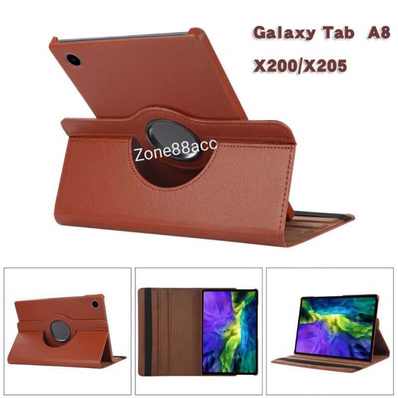 Sarung Rotary Samsung Galaxy Tab A8 A 8 10.5 Wifi LTE 2021 2022 X200 X205 SM-X200 SM-X205 Flip Book Buku Folio Casing Cover Case 360 Smartcase