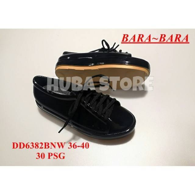 HUBA Sepatu wanita jelly shoes cewek sneakers import kets Barabara  Hitam Glossy DD6382BNW