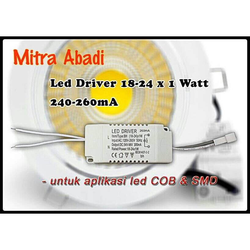 LED Driver 18-24x1 Watt 240-260 mA Casing Plastik