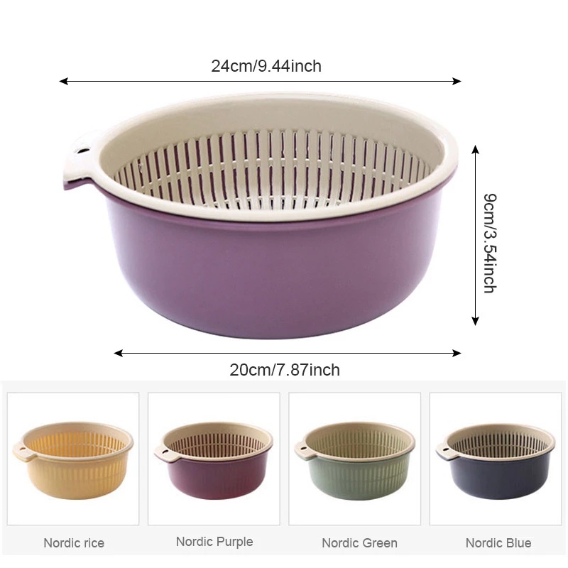 1PCS Household Detachable Round Double-layer Plastic Drain Basket For Washing Vegetables and Noodle Filter Kitchen Essentials