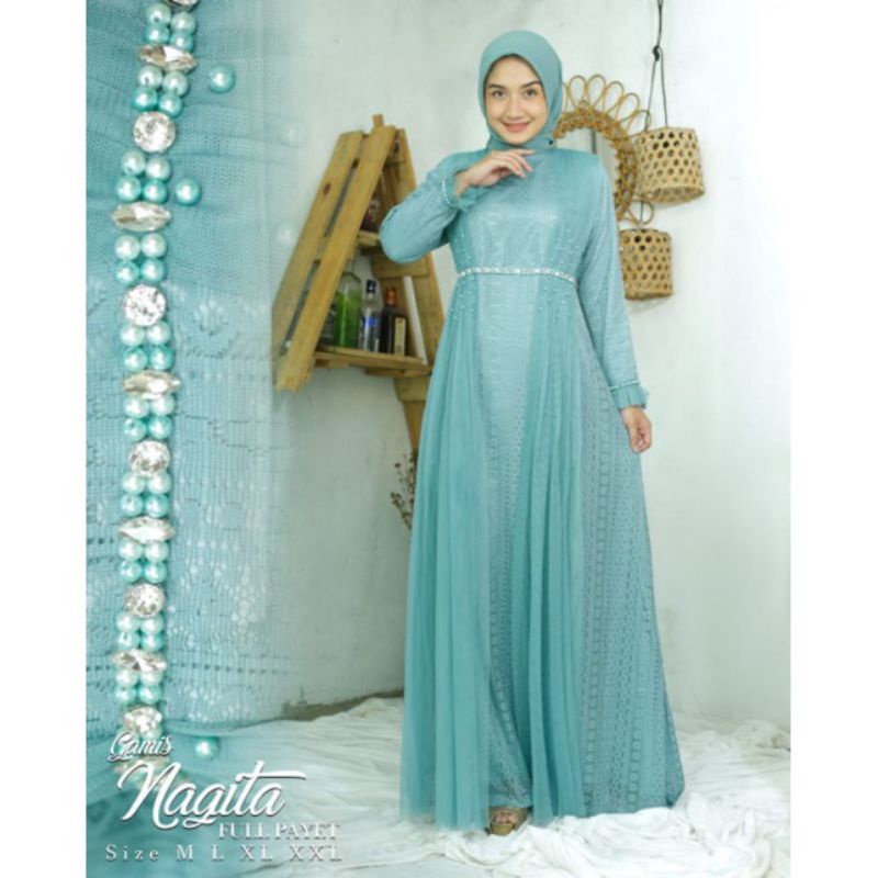 KC GAMIS NAGITA ORIGINAL//GAMIS BROKAT KATUN MIX CAVALI+TILLE//PAKAIAN WANITA