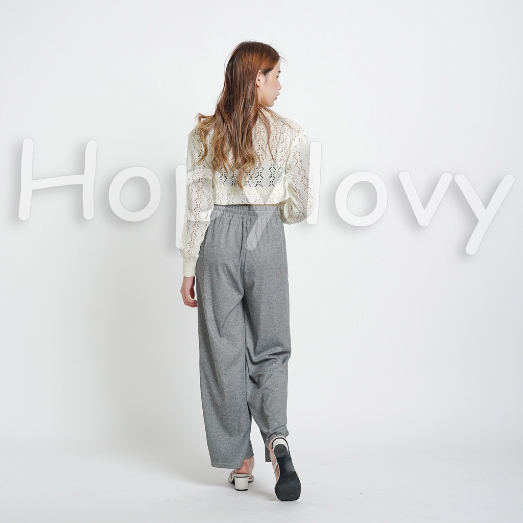 HOPYLOVY Celana Kulot Wanita High Waist Pants Korea Aneska / Celana Panjang Wanita Kulot Highwaist