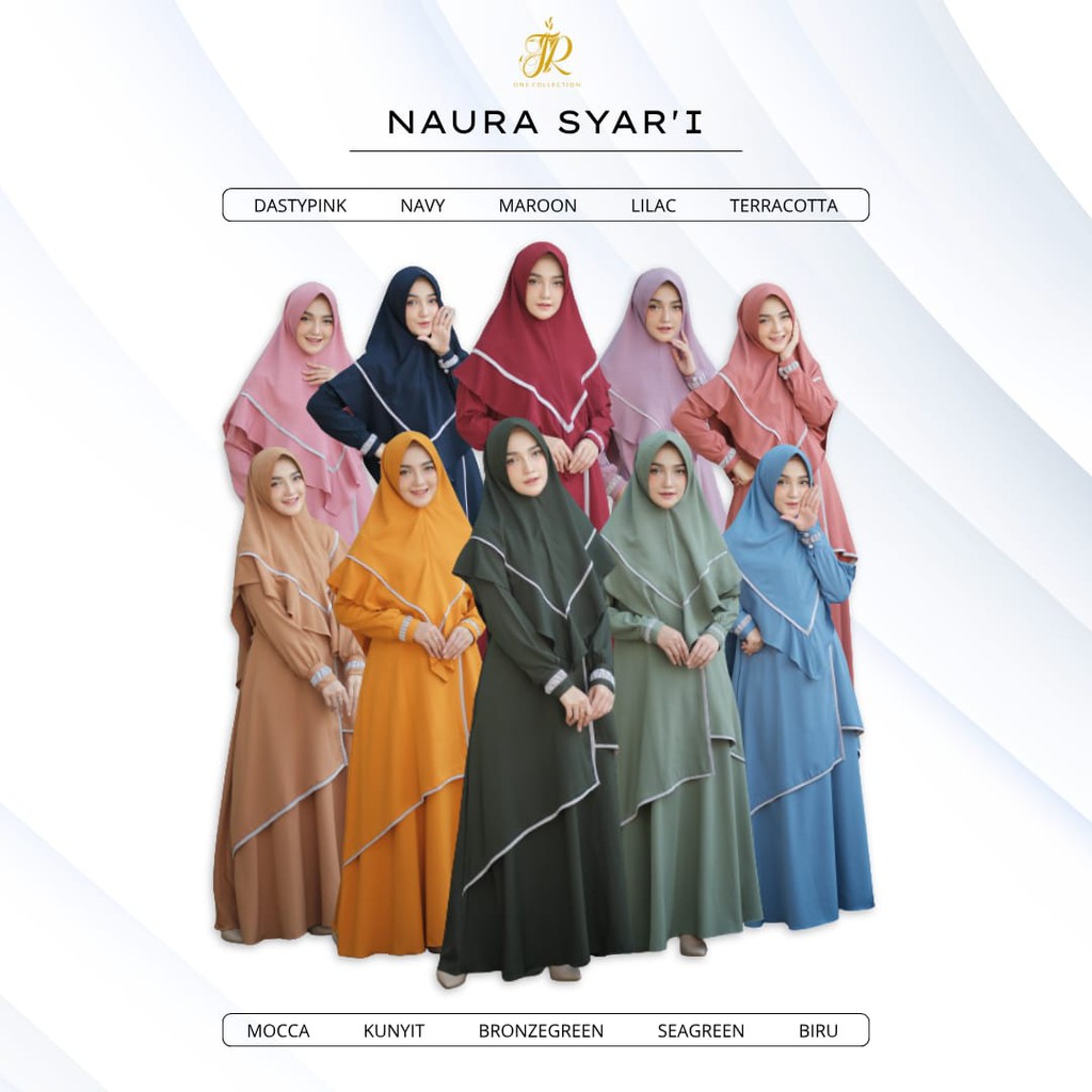 GAMIS NAURA syari set Khimar ORI JR terbaru size standar jumbo wanita Itycrepe Premium Original past