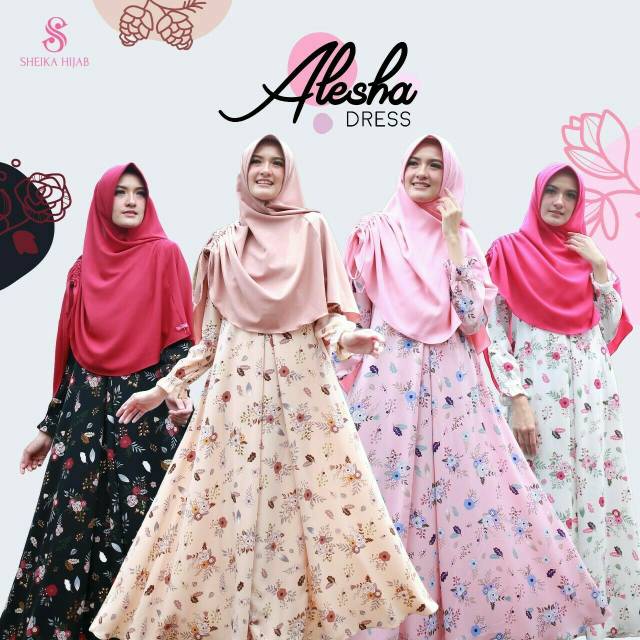 Alesha gamis syari bahan ity crepe