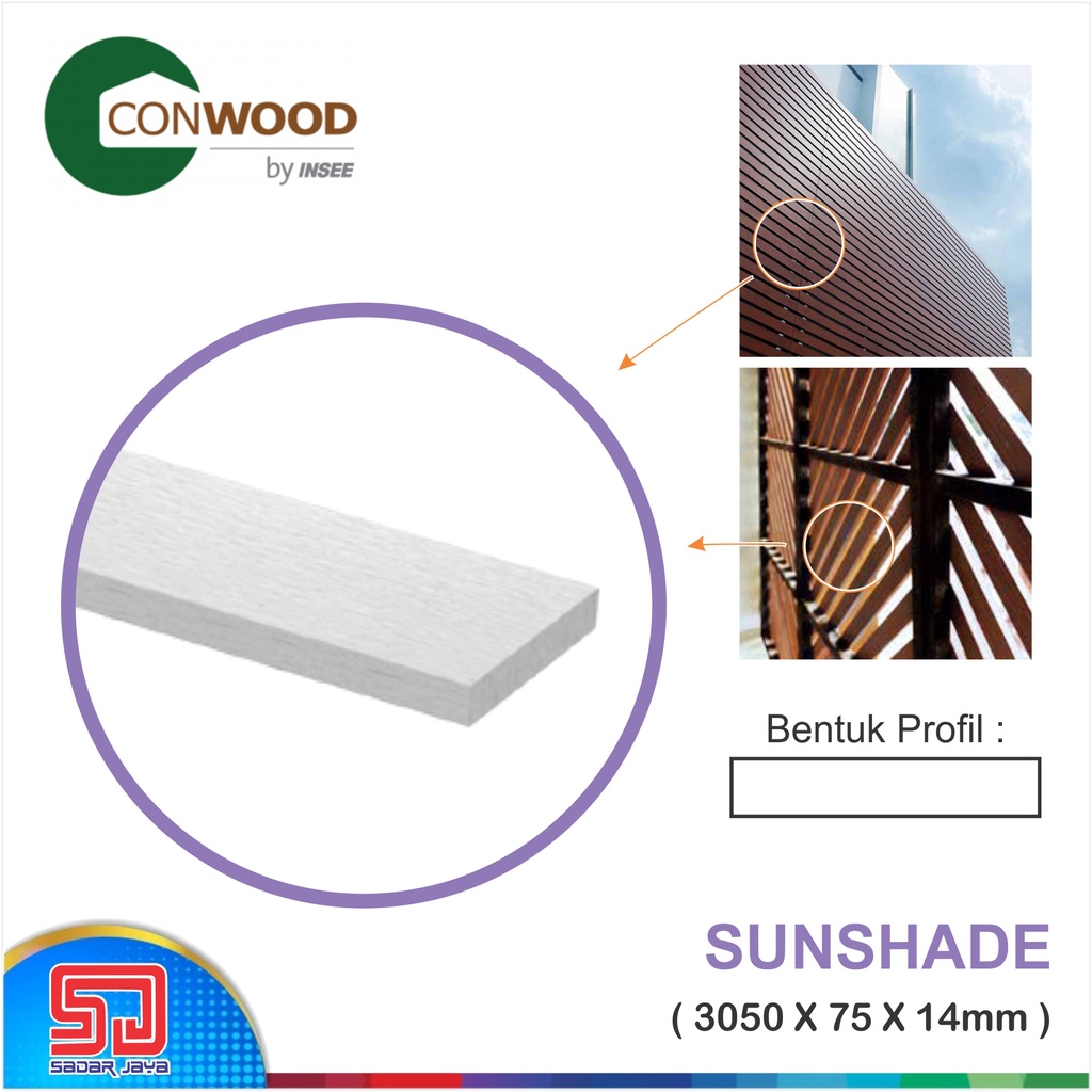 Conwood Sunshade 3&quot; 76mm Plank Wall Decorative DInding Luar Panel Dekorasi Fasad Kanopi Roof Eksterior