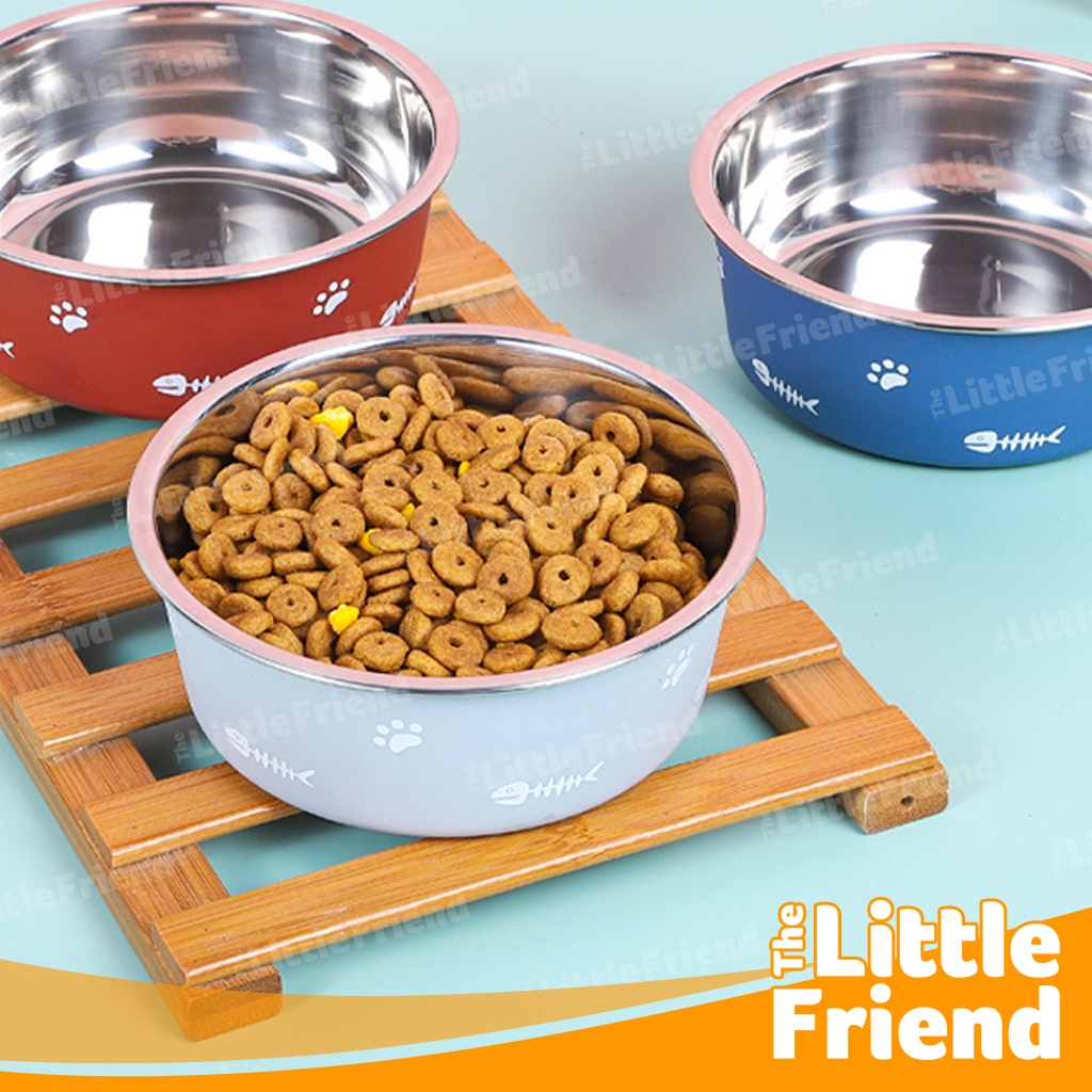 Mangkuk Makan atau Minum Kucing Anjing Non Slip Double Layer Stainless