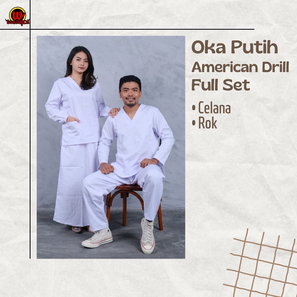 Baju Ok Oka Putih Series American Drill | Baju Jaga Dokter Perawat Nakes Petugas Medis