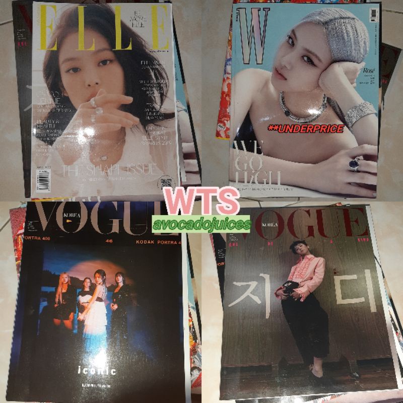 MAJALAH/MAGAZINE VOGUE KOREA, W KOREA, ELLE INDONESIA (COVER: JENNIE, ROSÉ, BLACKPINK, G-DRAGON)