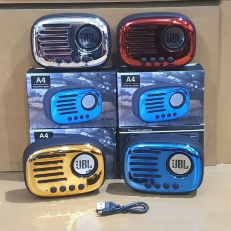 Speaker Bluetooth JBL A4 Speker Wireless Portable Musik Box FM Radio