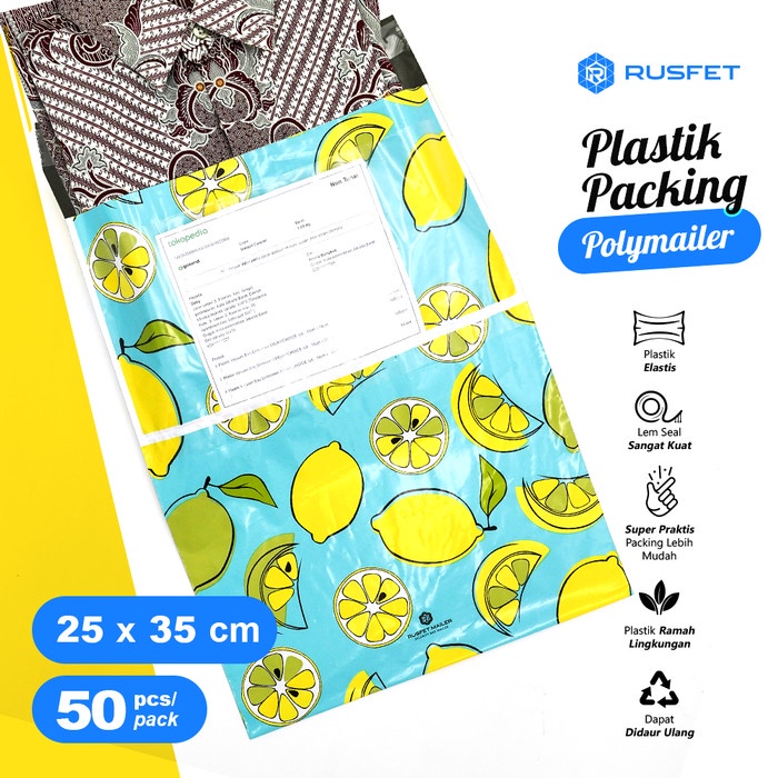 

MENYURAT-SURAT- 25CM X 33CM AMPLOP PLASTIK POLYMAILER MOTIF - RUSFET - FRESH LEMON -SURAT-MENYURAT.