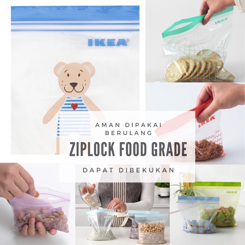 kantong plastik ziplock ikea /plastik organizer/tempat penyimpan makanan aman food grade,dapat dicuc