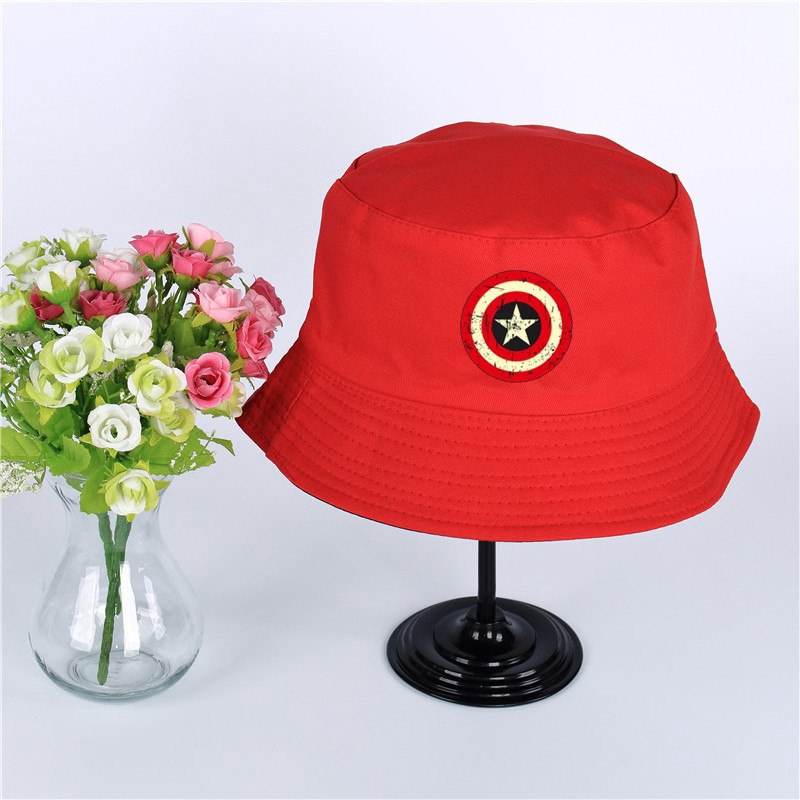 Topi Panama Pria Wanita Model Bucket Motif Logo Captain America - chinese red army hats roblox