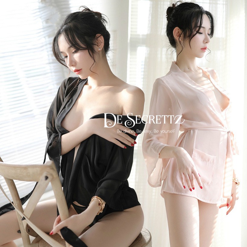 DeSecrettz MIYABI Baju Tidur Sexy Model Kimono Set, Includes Outer and G String, Lingerie Sexy, Baju Tidur Wanita Sexy, Baju Dinas Depan Suami, Baju Haram Sexy, Kimono Lingerie