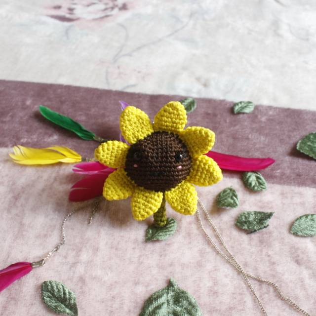 Amigurumi Sunflower Amigurumi / Gantungan Kunci Bunga Matahari Rajut