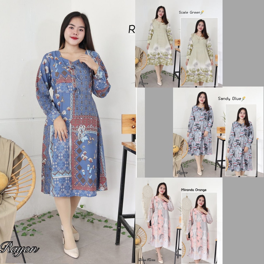 IZANY Piyama Midi Daster / Dress KOREA Lengan Panjang Wanita Rayon