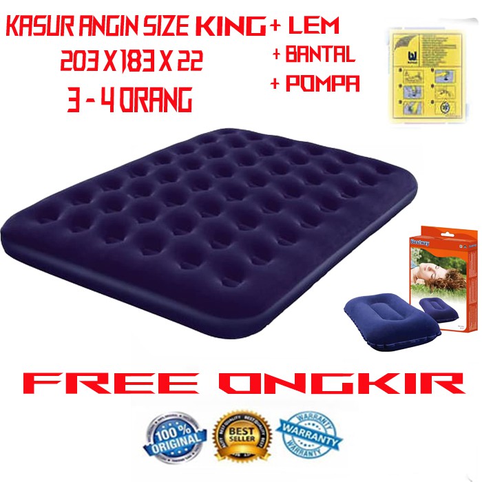 SNI Bestway 67004 Kasur Angin King Biru [203cm x 183cm] / Air Bed King Kasur angin king pompa bantal