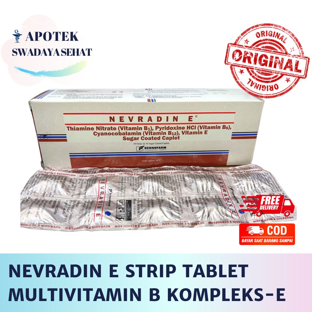 NEVRADIN E Strip Tablet - Suplemen Multivitamin Vitamin B Kompleks Vit E Nevradin-E