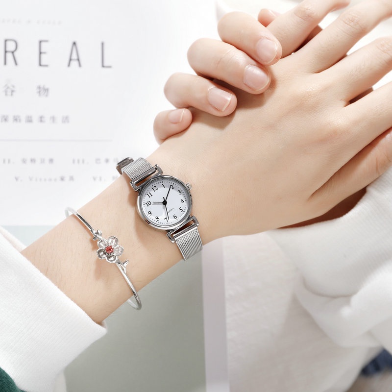 MURMURE.ID | JAM TANGAN WANITA ANALOG TALI STAINLESS STEEL ALA KOREA JAM TANGAN IMPORT FW017-ANGKA