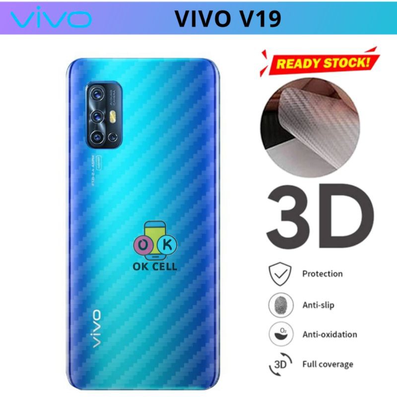 Skin Carbon 3D Vivo V19 - Sticker Karbon Fiber Film Anti Gores Belakang Premium