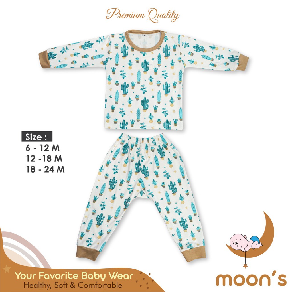 Size 2-9 Tahun PIYAMA PANJANG MOONS STELAN PIYAMA BAYI BAJU TIDUR ANAK BAJU TIDUR MURAH PAJAMA VELVE 1 2 3 4 5 6 7 8 9 10