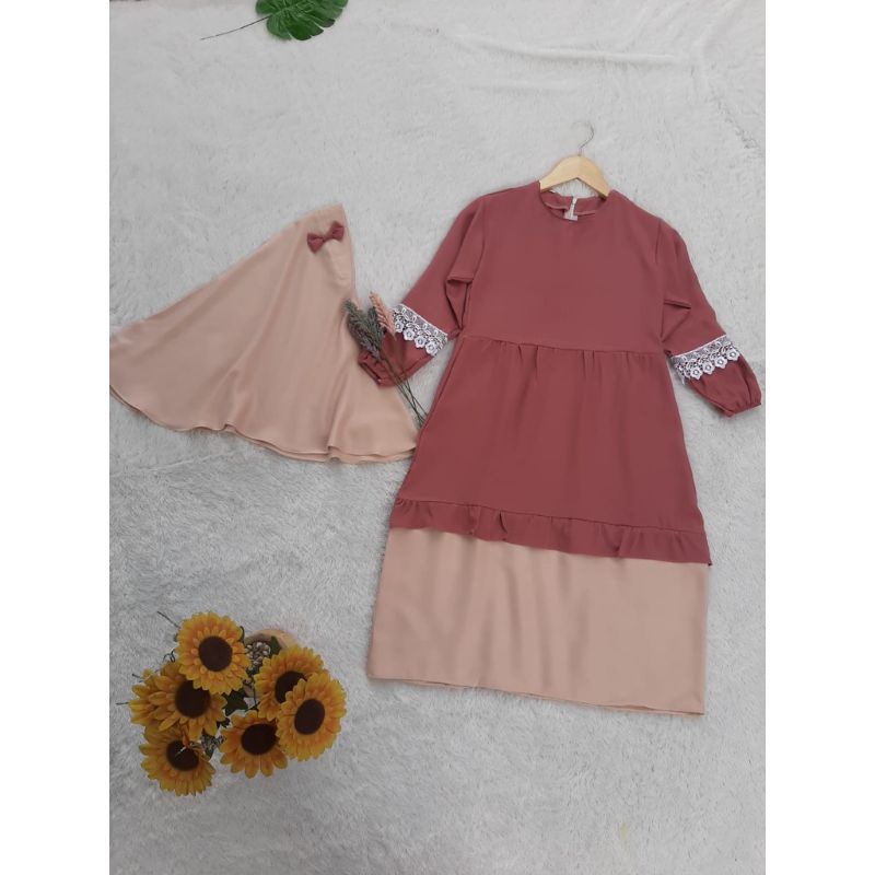 PAKAIAN ANAK PEREMPUAN GAMIS ANAK REMAJA PEREMPUAN USIA 6-8-10-12 13-14 TAHUN ONE SET 3 IN 1 DRESS G
