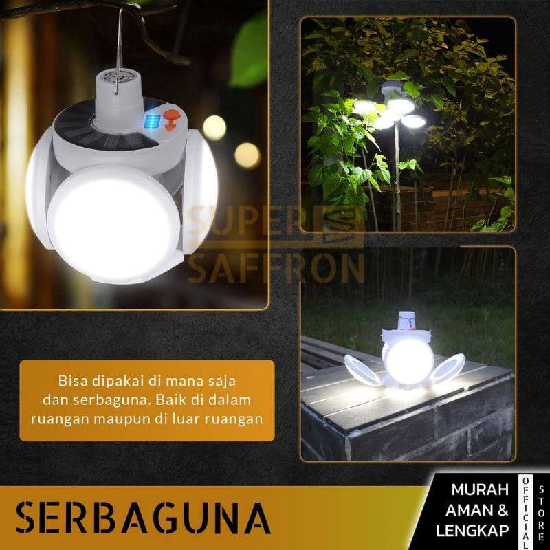 {DS} Lampu Solar Emergency LED Lipat 5 sisi Gantung Rechargeable / Lampu Tenaga Surya