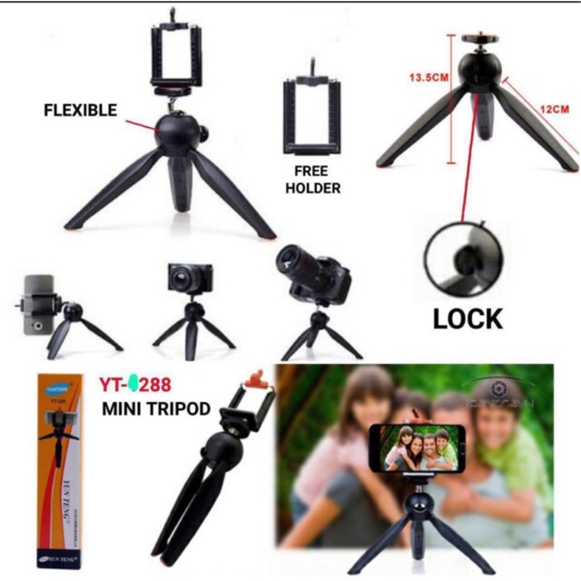 ALLISA TRIPOD MINI YUNTENG YT-228 ORIGINAL IMPORT MURAH MERIAH MINI ACC GOPRO SELFIE STAND