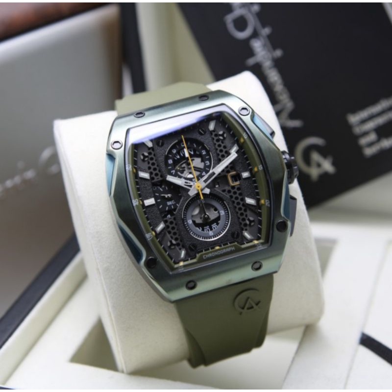 Jam Pria Alexandre Christie AC6608 Original Black Green