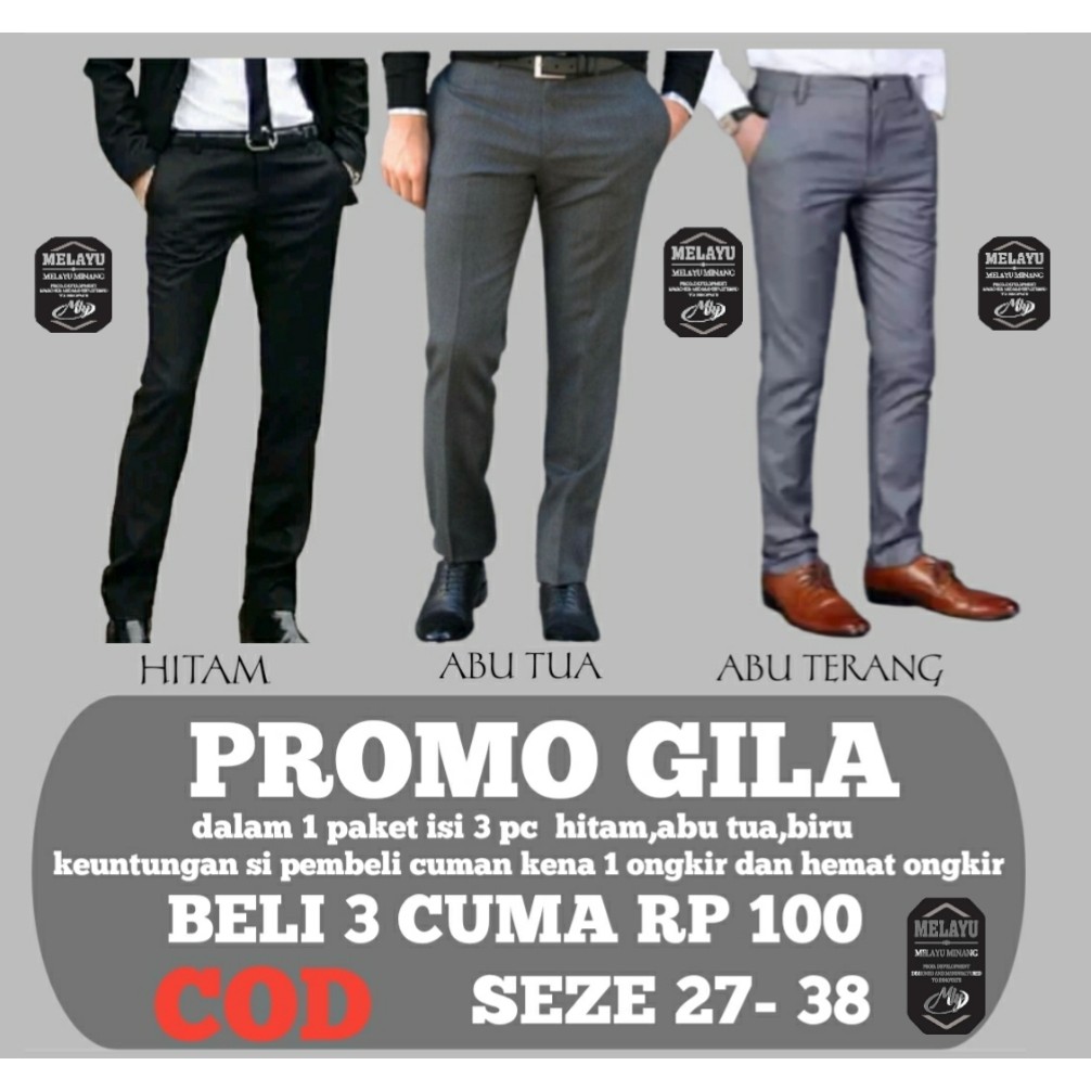 PROMO ISI 4 PC CELANA BAHAN | KERJA | FORMAL KANTOR | PANJANG | HITAM | DASAR PRIA SLIMFIT COD_