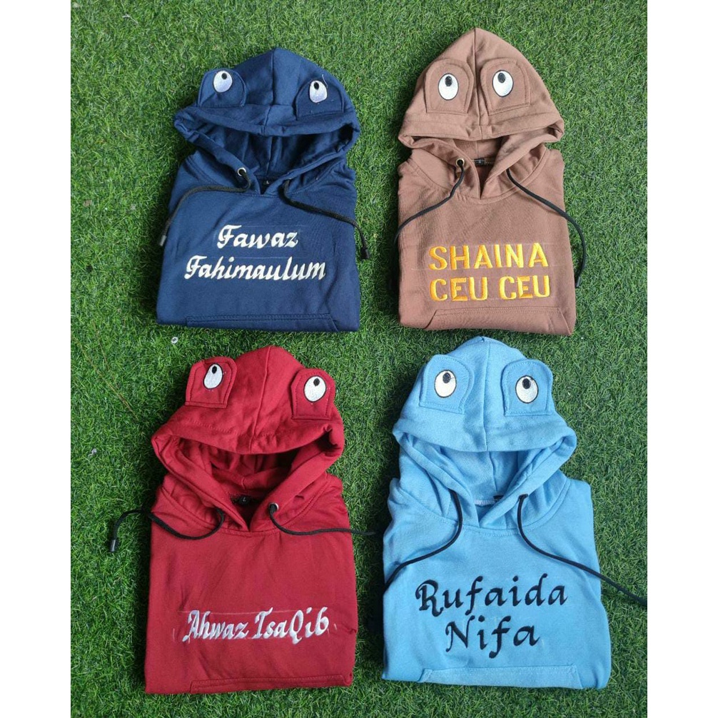 SWEATER HOODIE MATA ANAK LAKI LAKI PEREMPUAN FREE BORDIR NAMA