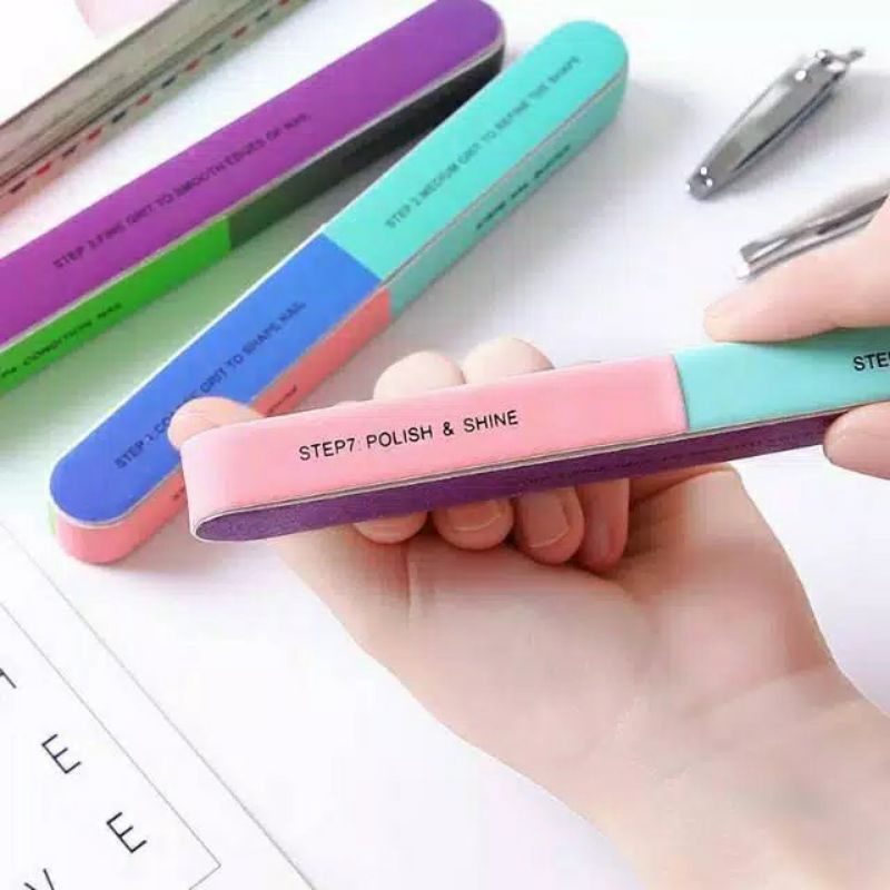 Manicure Tool Art Nail Buffer 7 Step Mempercantik Kuku