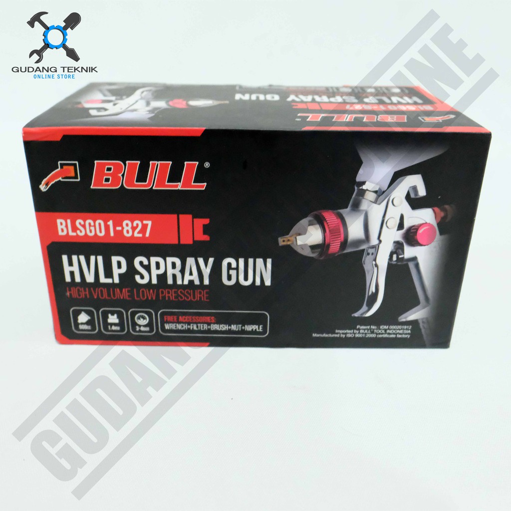 HVLP Spray Gun Bull BLSG01-827 - Alat Semprot Cat Bull HVLP Tabung Atas Nozzle 1.4mm