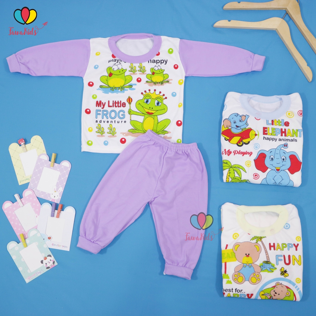 Piyama Kaos Kartun Uk Bayi - 3 Tahun / Celana Panjang Anak Laki Perempuan Baju Tidur Setelan