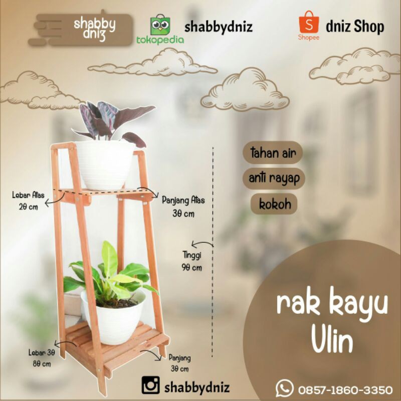 rak sudut bahan kayu ulin