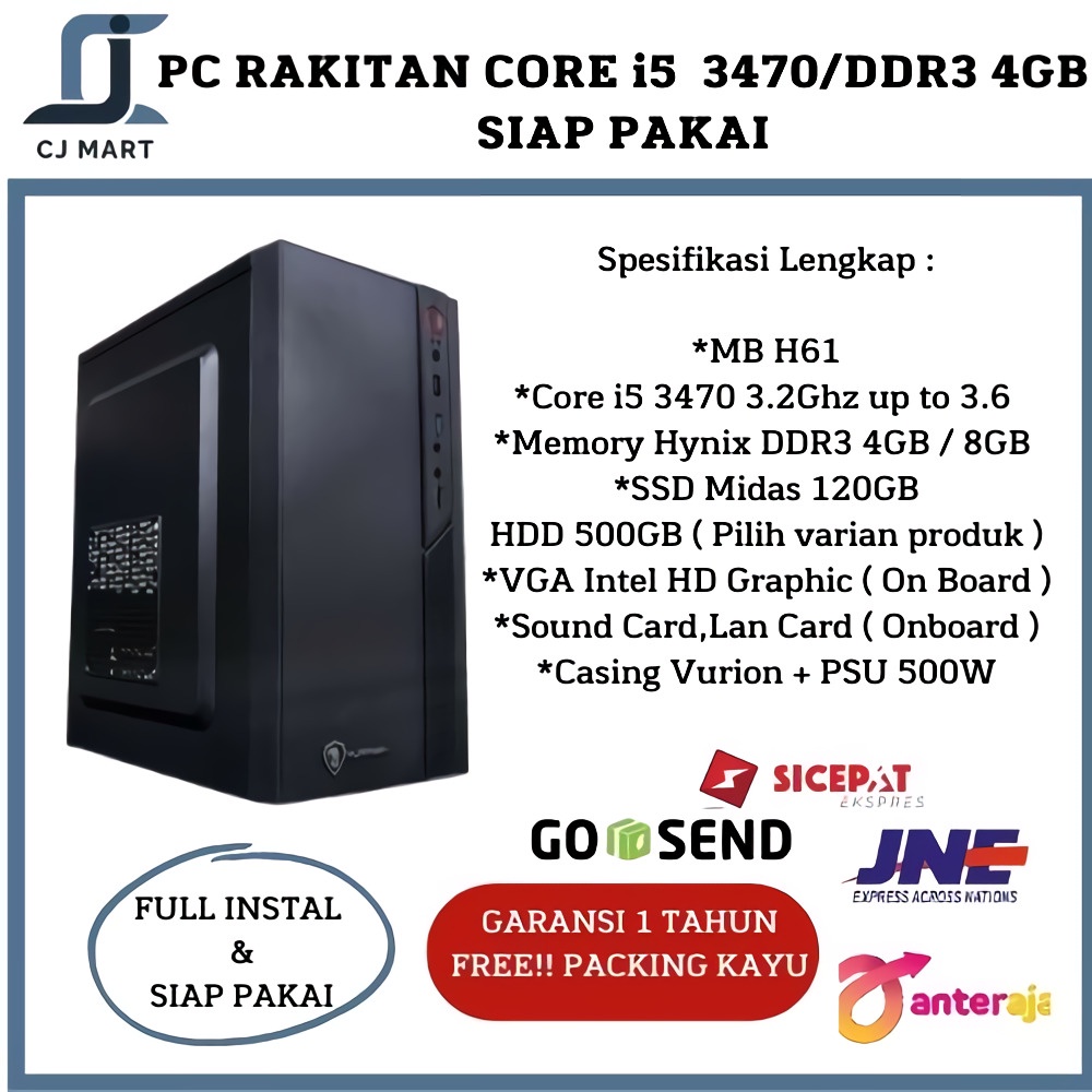 PC Rakitan intel core i5 3470 | 4GB | SSD | Siap Pakai - SSD ONLY