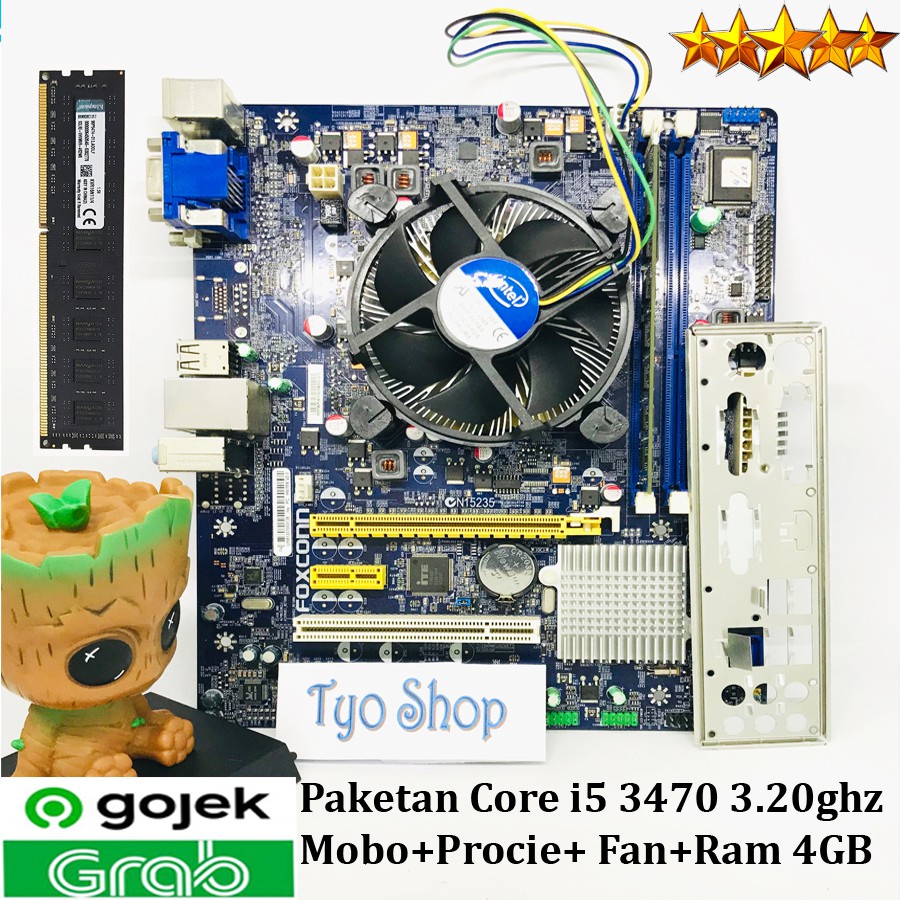 Paket Mainboard H61 Core i5 3470 Ivy Fan Ram 4gb