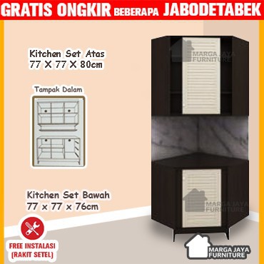 Kitchen Set sudut atas dan bawah meja lemari sayur dapur minimalis rak
